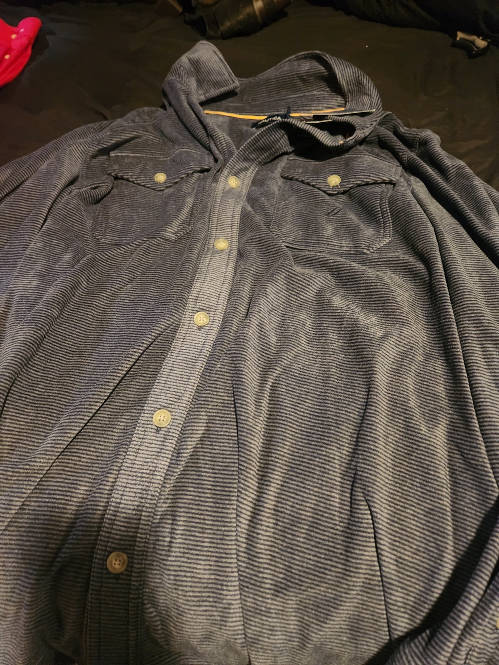 Nautica Navy Thin-Striped Shirt Jacket